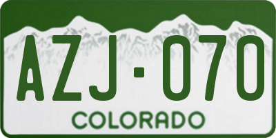 CO license plate AZJ070