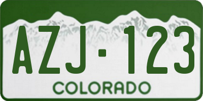 CO license plate AZJ123