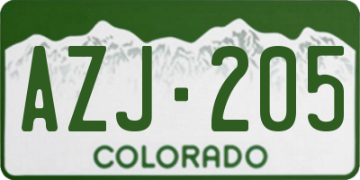 CO license plate AZJ205