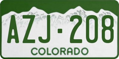 CO license plate AZJ208
