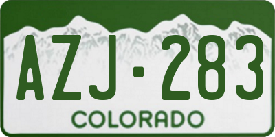 CO license plate AZJ283