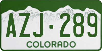 CO license plate AZJ289