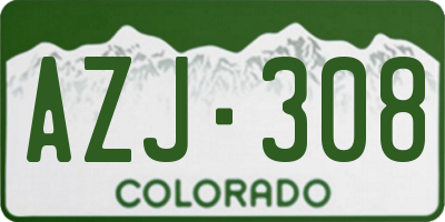 CO license plate AZJ308
