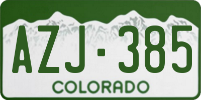 CO license plate AZJ385