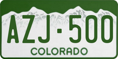 CO license plate AZJ500