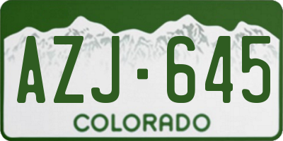 CO license plate AZJ645
