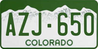 CO license plate AZJ650
