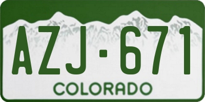 CO license plate AZJ671