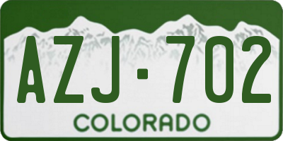 CO license plate AZJ702