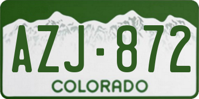 CO license plate AZJ872