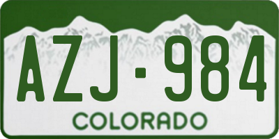 CO license plate AZJ984