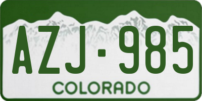 CO license plate AZJ985