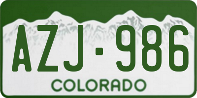 CO license plate AZJ986