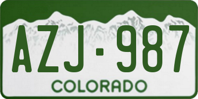 CO license plate AZJ987