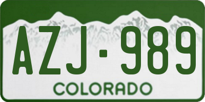 CO license plate AZJ989