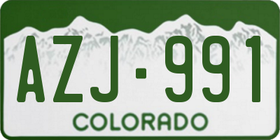 CO license plate AZJ991
