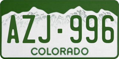 CO license plate AZJ996