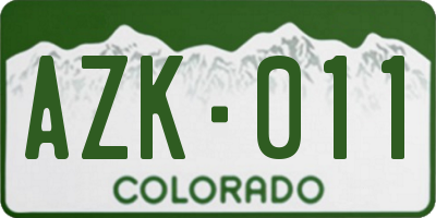 CO license plate AZK011