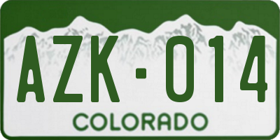 CO license plate AZK014