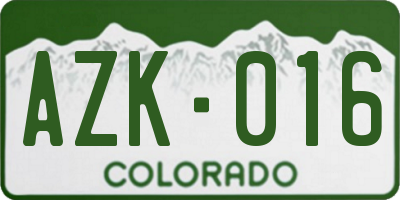 CO license plate AZK016