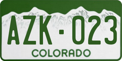 CO license plate AZK023