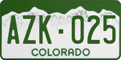 CO license plate AZK025