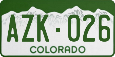 CO license plate AZK026
