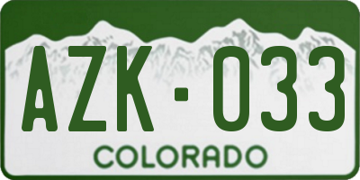 CO license plate AZK033