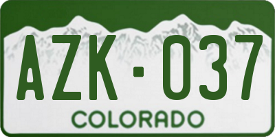CO license plate AZK037