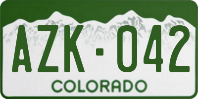 CO license plate AZK042