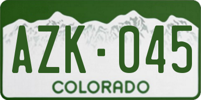 CO license plate AZK045