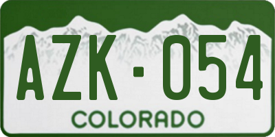 CO license plate AZK054