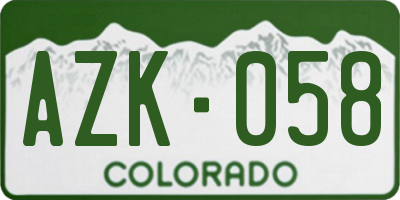 CO license plate AZK058