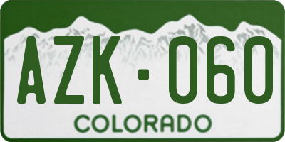 CO license plate AZK060