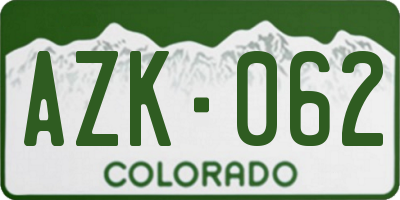 CO license plate AZK062