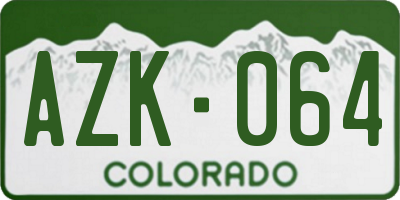 CO license plate AZK064