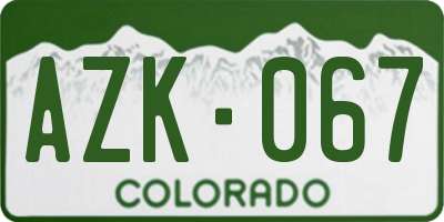 CO license plate AZK067