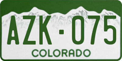 CO license plate AZK075