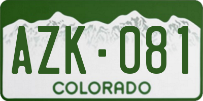 CO license plate AZK081