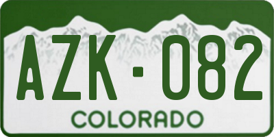 CO license plate AZK082