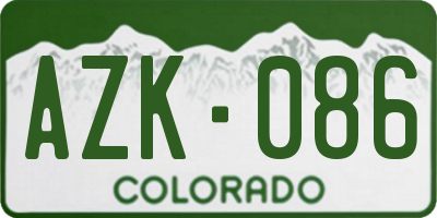 CO license plate AZK086