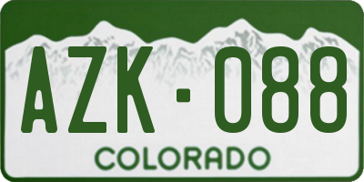 CO license plate AZK088