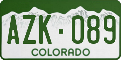 CO license plate AZK089