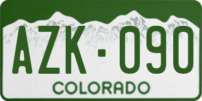 CO license plate AZK090