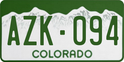 CO license plate AZK094