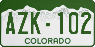 CO license plate AZK102