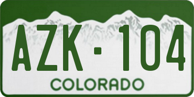 CO license plate AZK104