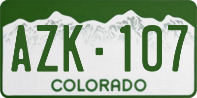 CO license plate AZK107