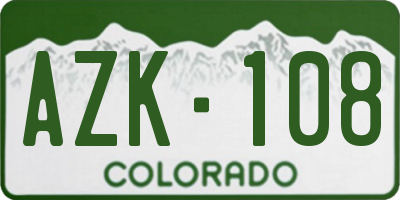 CO license plate AZK108