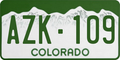 CO license plate AZK109